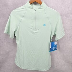 Coolibar Womens‎ Albatross Elbow Sleeve Mock Neck Top Size M Color Green UPF 50+